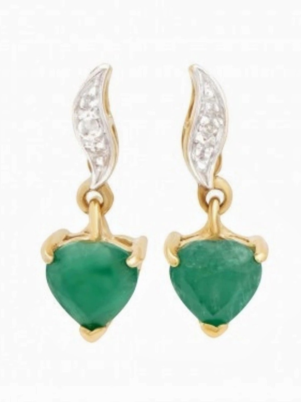 Emerald and Diamond earrings in 18 k gold.